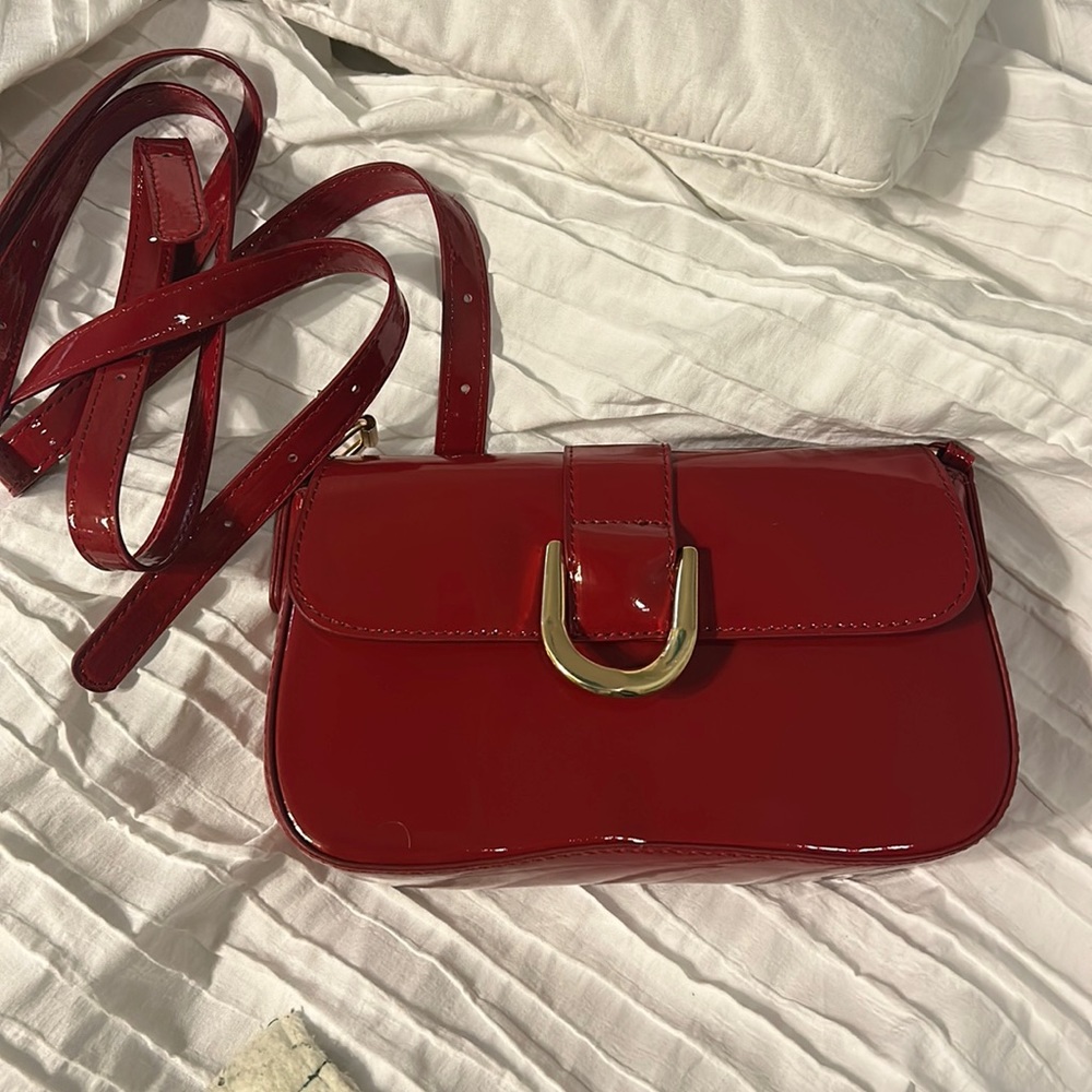Red flap square bag